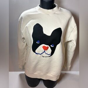 être cécile Iconic French Bulldog Graphic Sweatshirt - Off-White/Cream